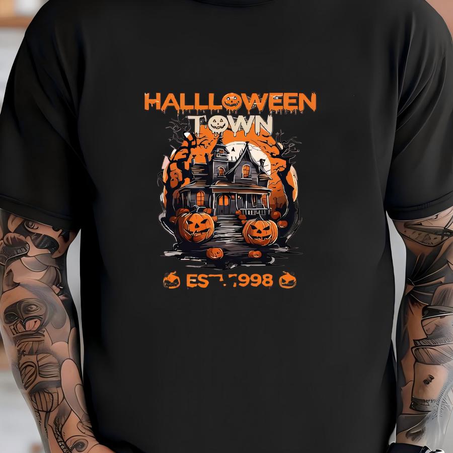 Spooky Haunted House Halloween Baby Tee: Pumpkin Graphic T-shirt