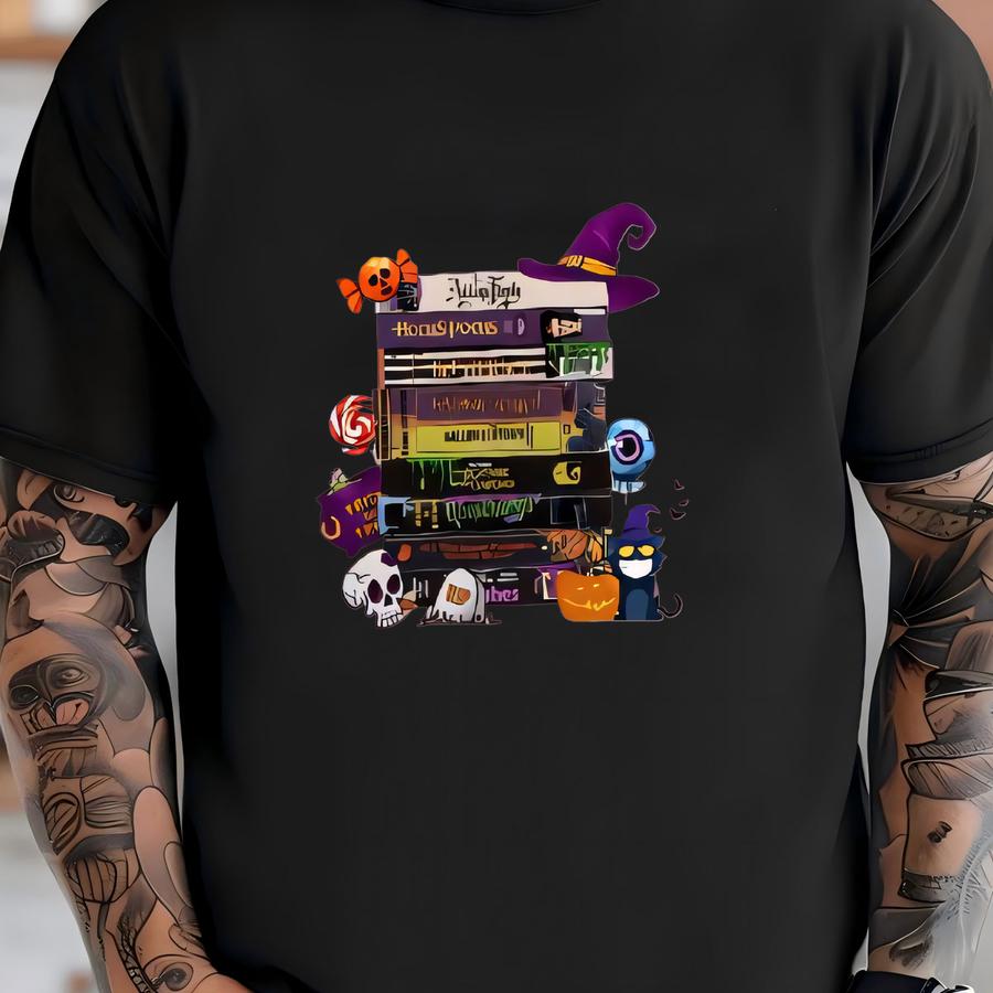 Witchy Book Stack Crop Top, Halloween Pastel Goth Shirt T-shirt