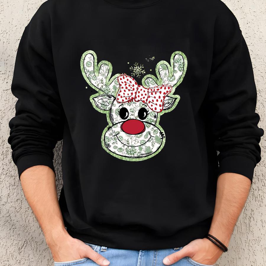 ®reindeer Christmas Sweatshirt, Christmas Lights Sweater, Peeping Reindeer Shirt, Merry Christmas Tshirt,christmas Family Gift Sweatshirt
