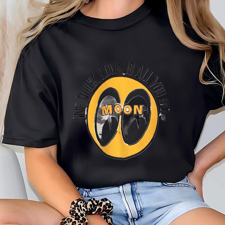 Vintage 90s Mooneyes Logo Sweatshirt Large Mooneyes One Quick Look Is All You Get Printed Jumper Mooneyes Nhra American Hot Rod Sweater L T-shirt