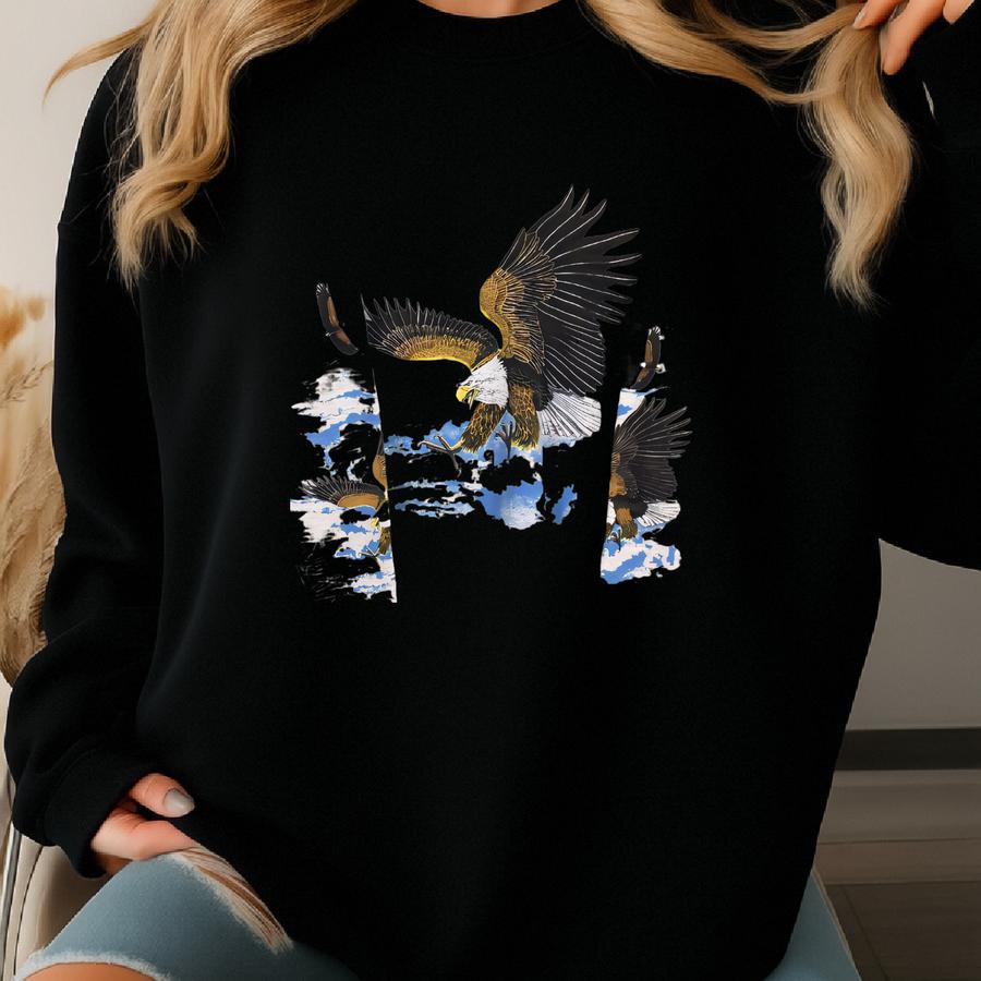 Vintage 90s Bald Eagles Hawk Animal Fly Free Sweatshirt Medium Eagle Birds Habitat Snow Crewneck Bird Eagle Hunting American Sweater Size M Sweatshirt