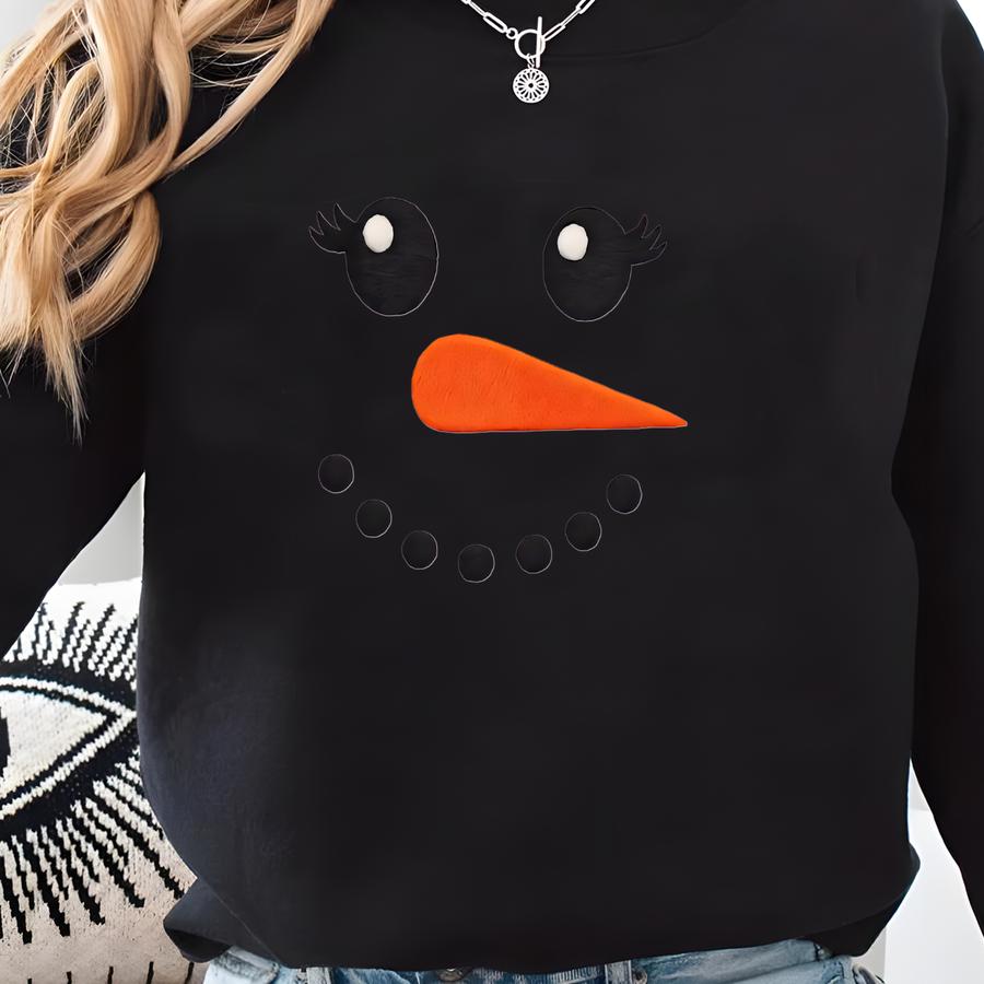Christmas Snowman Face Sweatshirt: Dtf Print, Y Look Sweatshirt