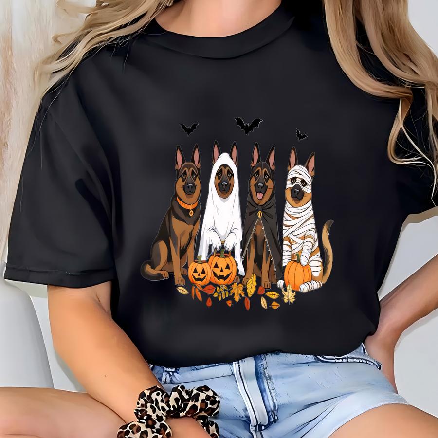 Halloween Dog Crewneck Sweatshirt Ghost Dogs Sweatshirt Dog Lovers Sweatshirt German Shepherd Halloween Sweatshirt Spooky Dog Sweater T-shirt