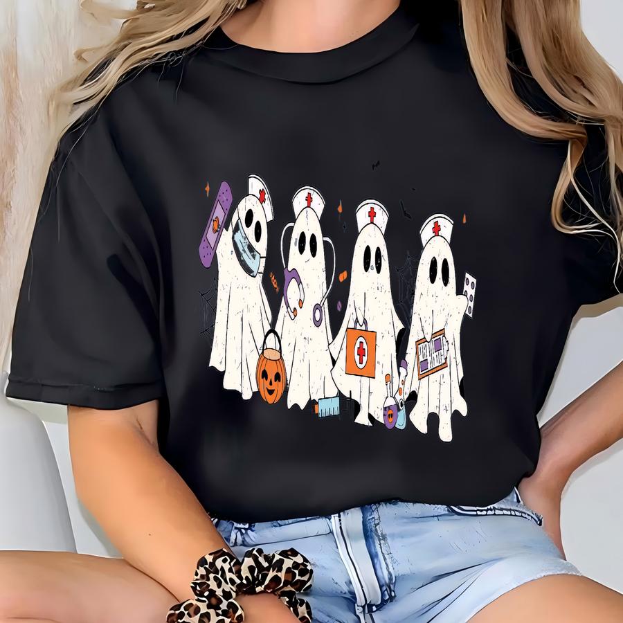 ® Ghost Nurse Halloween Shirt, Spooky Nurse Shirt, Halloween Nurse Gift, Nurse Boo Crew Shirt, Fall Tee,halloween Nurse Shirt T-shirt