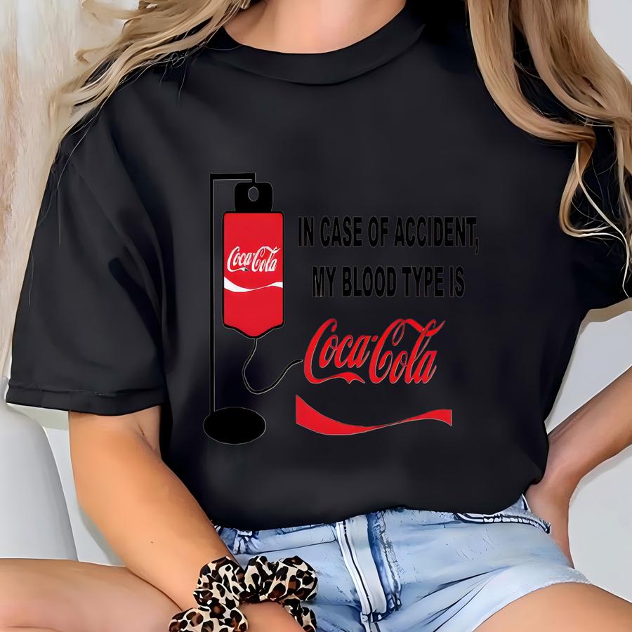 In Case Of Accident My Blood Type Is Funny Sweatshirt, Beverage Lover Humor Hoodie, Soda Addict Halloween Outfit Sweatshirt T-shirt