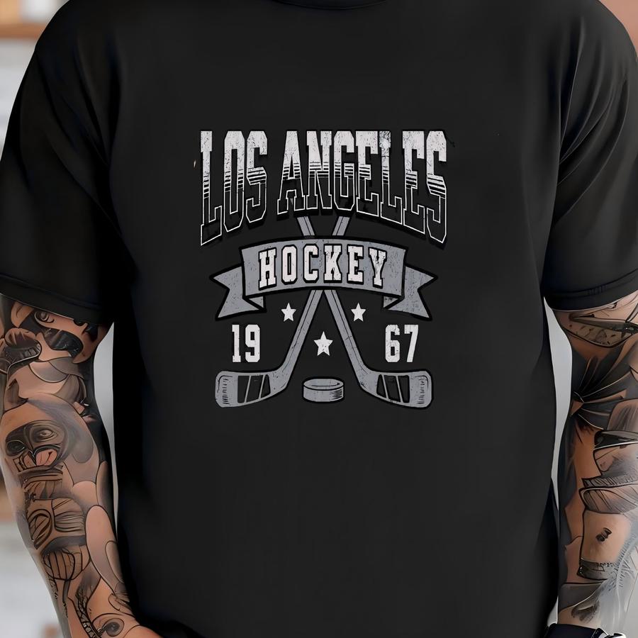 Distressed Vintage Style Los Angeles Hockey Apparel, Mens Womens Hoodie/crewneck Sweatshirt/ Hoodie, Sports Fan Gift, La Game Day Outfit T-shirt
