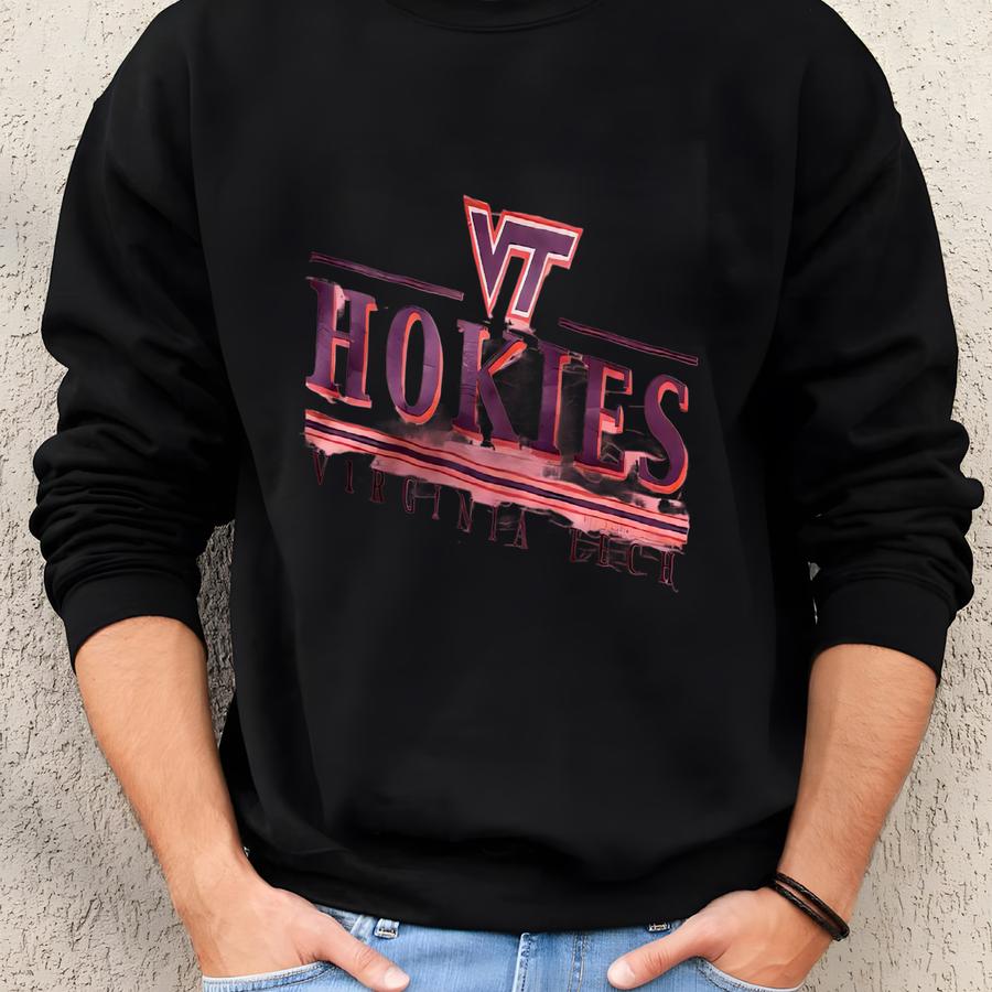 Vintage 90’s Rare Virginia Tech Hokies University Crewneck Sweatshirt Xl Sweatshirt