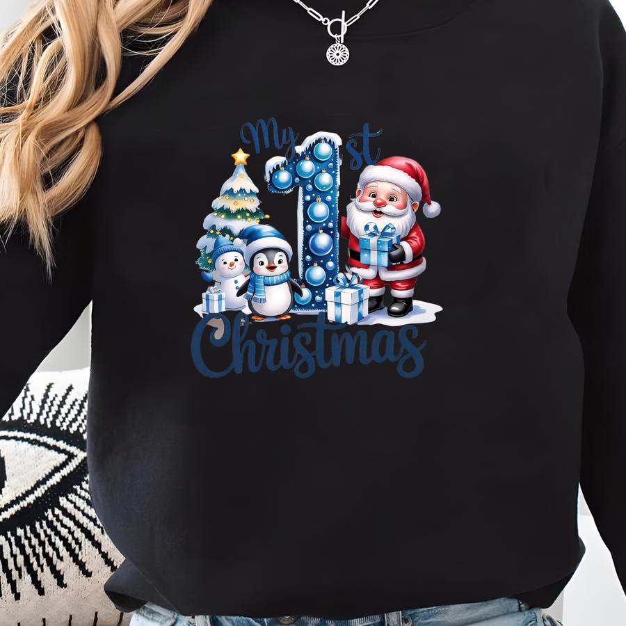 My First Christmas Svg Png 1st Christmas Blue Outfit Baby Santa Christmas 2025 Our First Christmas Family Sublimation Digital Files Sweatshirt
