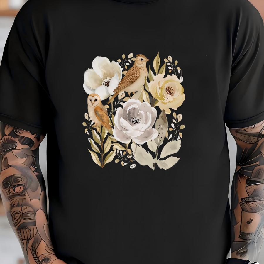 Botanical Wildflower Sweatshirt, Flower Shirt, Nature Lovers Hoodie, Unisex And Plus Size Cottagecore Shirts, Boho Shirt T-shirt
