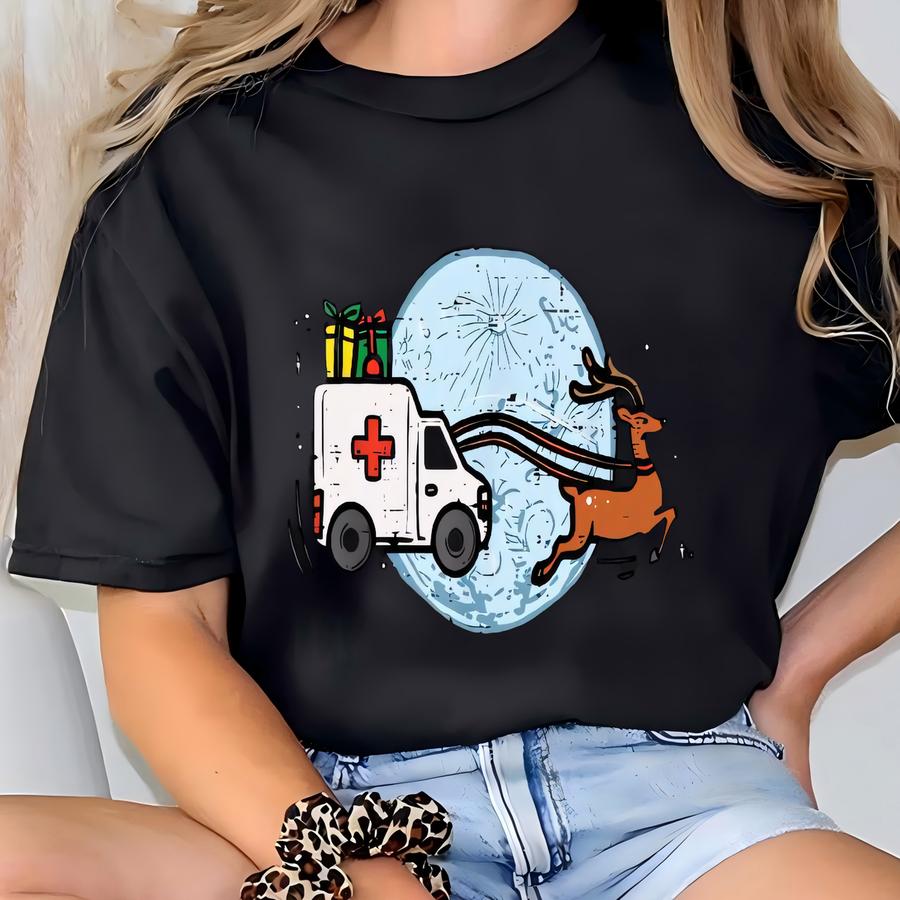 Christmas Ambulance Hoodie, Christmas Paramedic Sweatshirt, Best Xmas Gift For Nurses, Christmas Ems Sweatshirt, Christmas Emt Shirt T-shirt