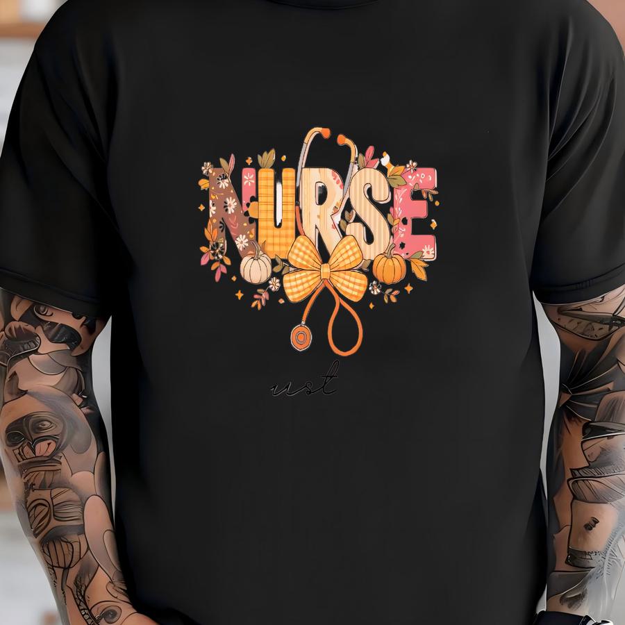 Customizable Fall Nurse Sweatshirt: Coquette Bow, Personalized Rn,  T-shirt
