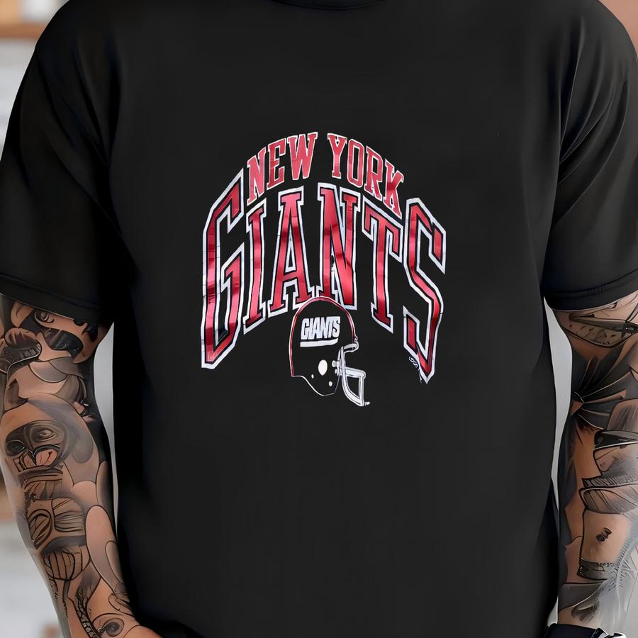 Vintage 90’s Logo7 New York Giants Crop Top Style Football Jersey Tee Large T-shirt