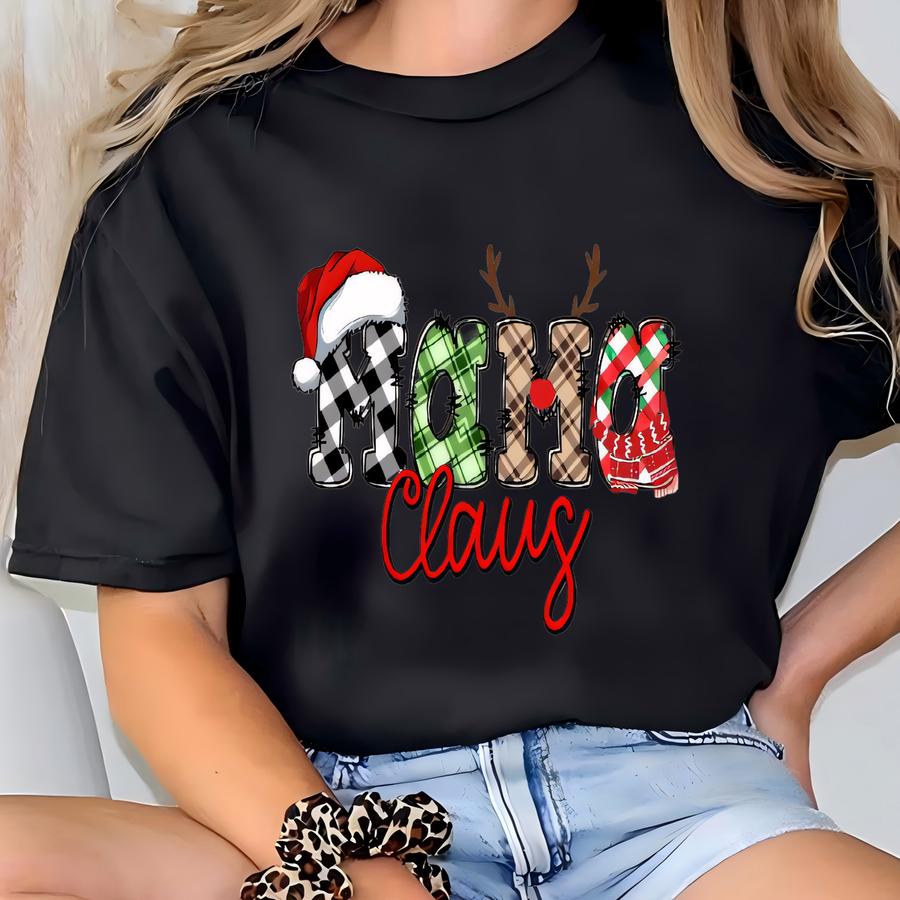 Christmas Mom Shirt, Christmas Mama Claus Hoodie, Mama Shirt, Christmas Shirt, Merry Christmas Shirt, Cute Christmas mom Tee, Xmas shirt T-shirt