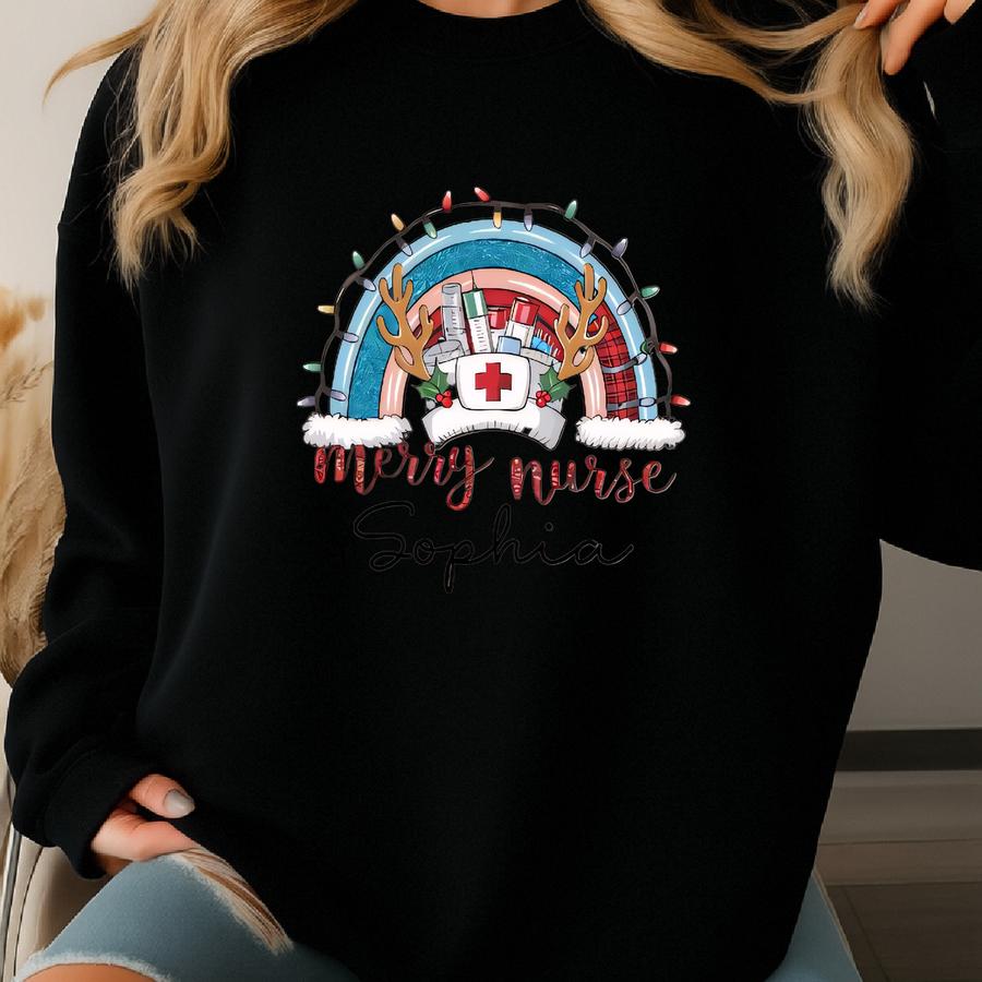 Custom Christmas Nurse Jute, Christmas Gift, Christmas Jute, Personalized Christmas Nurse, Nurse Gift, Xmas Gift,nurse Tee Sweatshirt