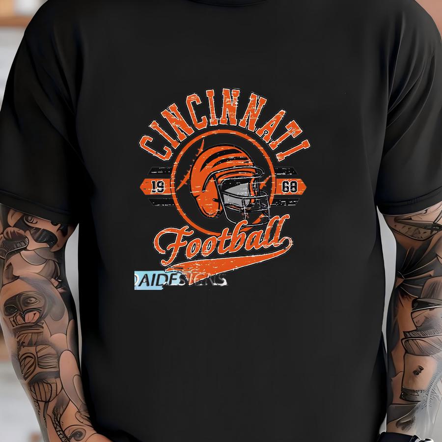 Cincinnati Football 1968 Vintage Sweatshirt, Retro Triangle Helmet Crewneck, Distressed Sports Fan Pullover, Classic Game Day Sweater T-shirt