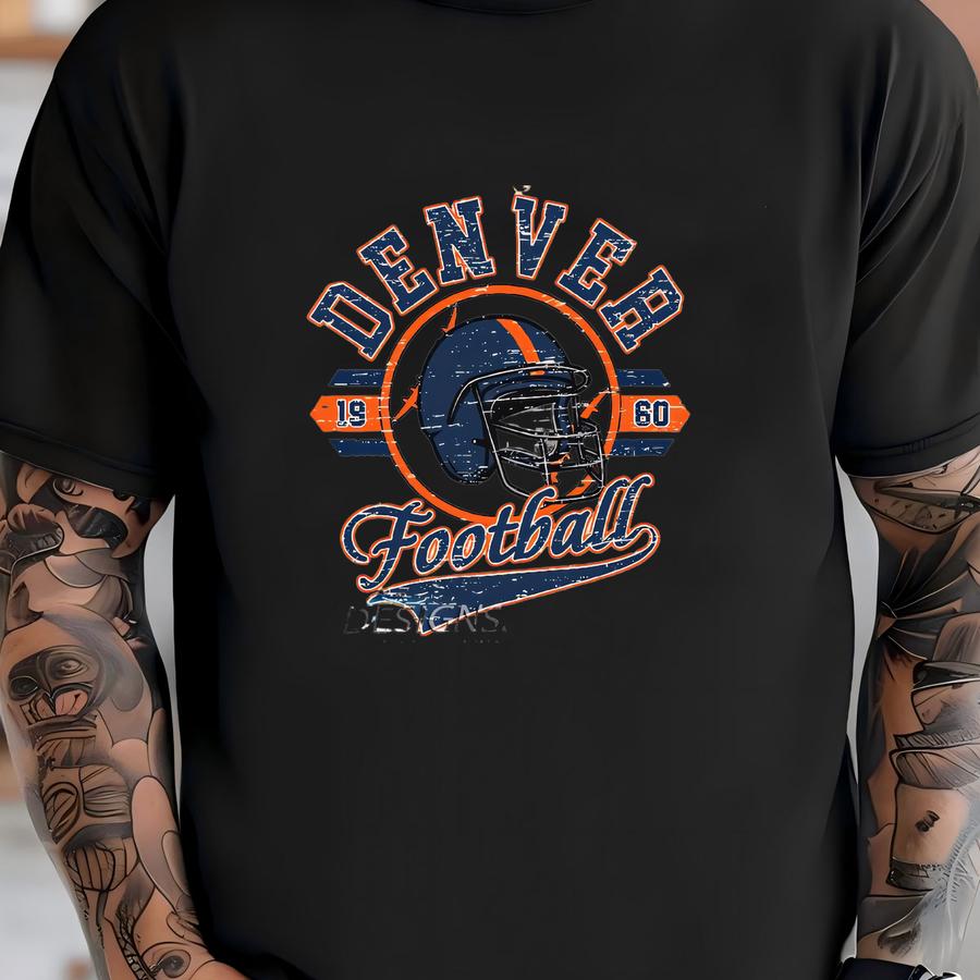 Denver Football 1960 Vintage Sweatshirt, Retro Game Day Crewneck, Classic Orange Helmet Fan Sweater, Old School Sports Pullover T-shirt