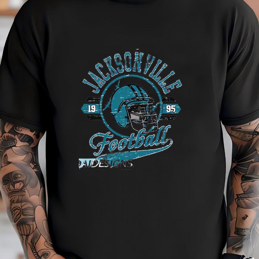 Jacksonville Football 1995 Vintage Sweatshirt, Retro Teal Helmet Crewneck, Classic Florida Sports Fan Sweater, Old School Game Day Top T-shirt