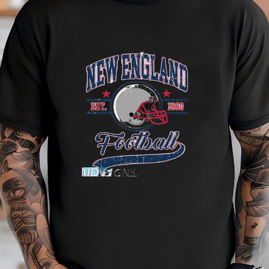 New England Football 1960 Vintage Sweatshirt, Retro Sports Helmet Crewneck, Classic State Pride Fan Sweater T-shirt