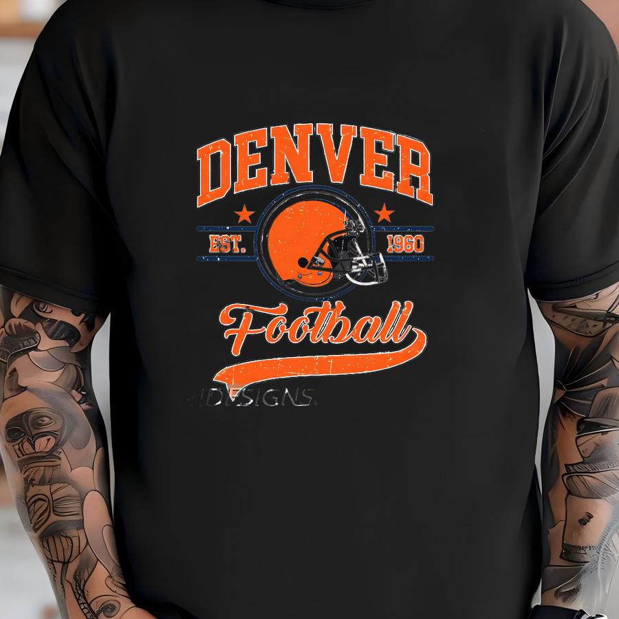 Denver Football 1960 Vintage Sweatshirt, Retro Sports Helmet Crewneck, Classic State Pride Fan Sweater T-shirt