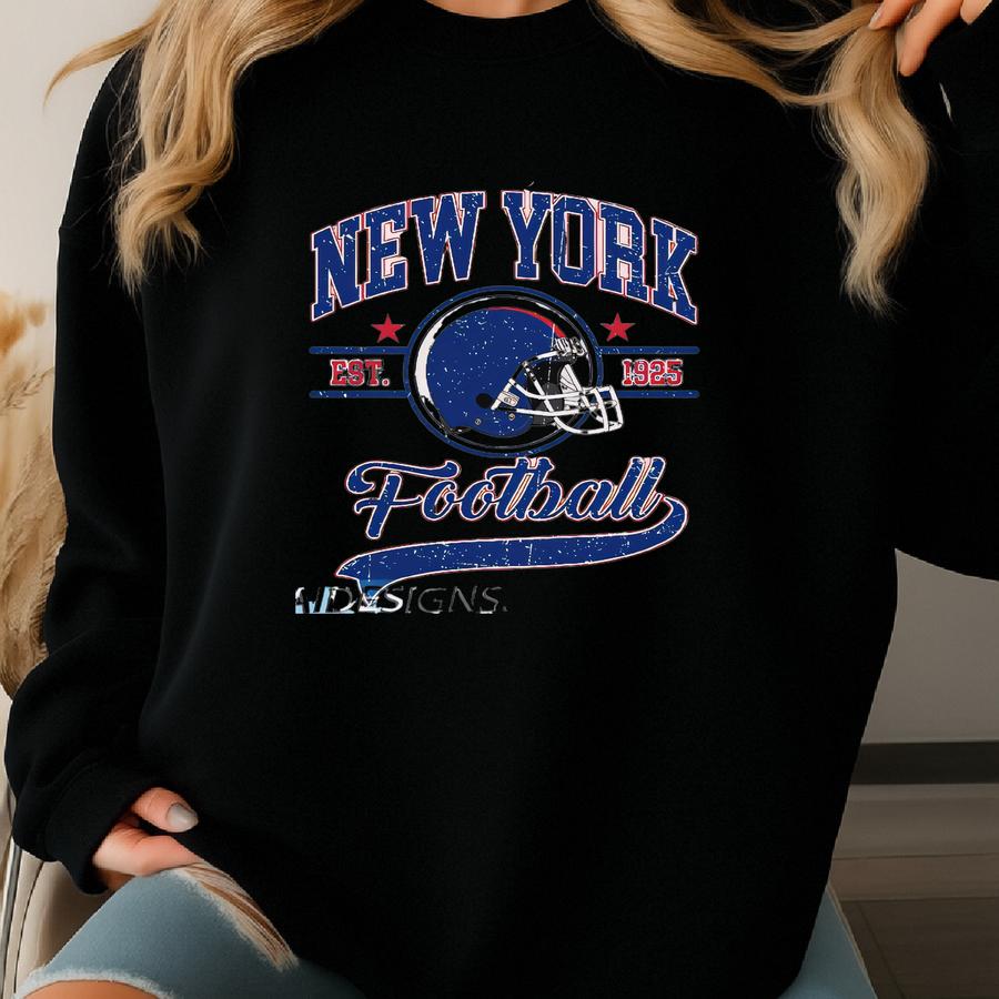 New York Football 1925 Vintage Sweatshirt, Retro Sports Helmet Crewneck, Classic State Pride Fan Sweater Sweatshirt