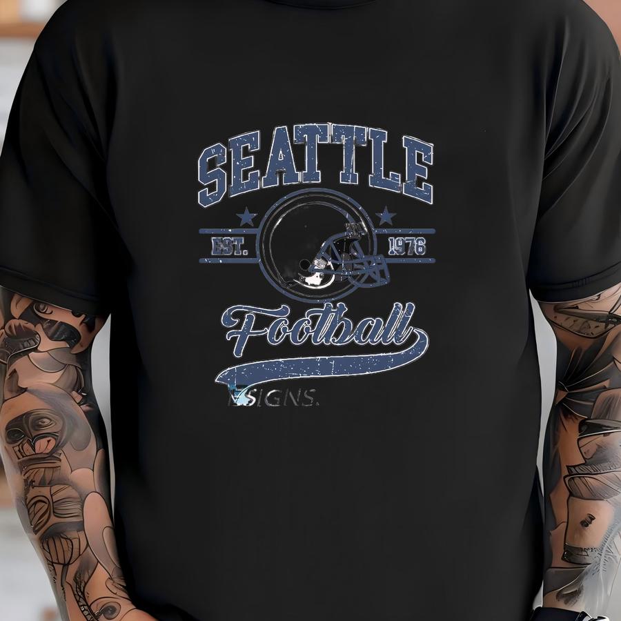 Seattle Football 1976 Vintage Sweatshirt, Retro Sports Helmet Crewneck, Classic State Pride Fan Sweater T-shirt