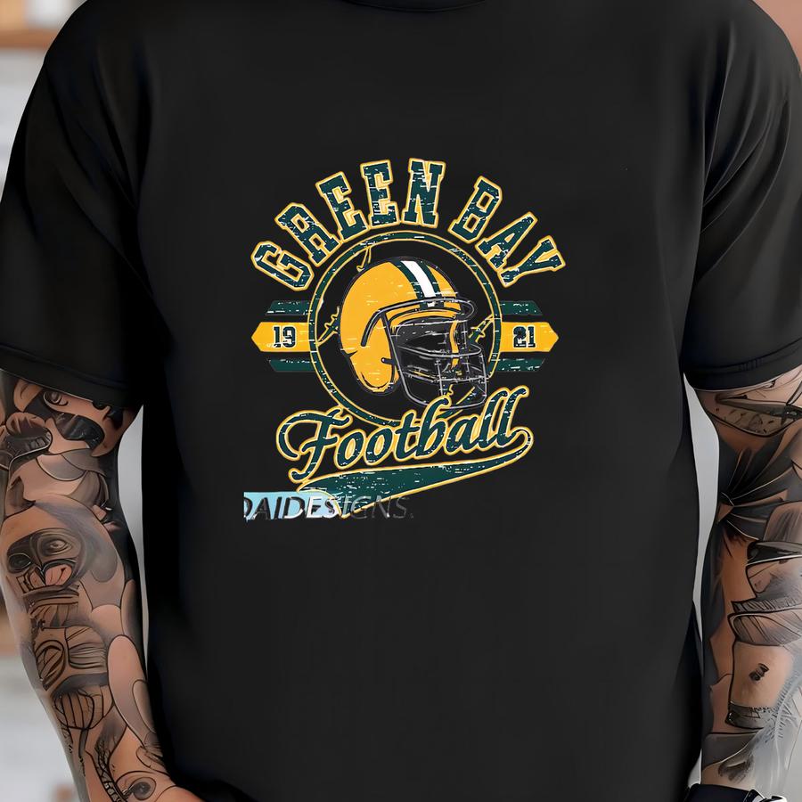 Green Bay Football 1921 Vintage Sweatshirt, Retro Yellow Green Helmet Crewneck, Classic Fan Sweater, Game Day Gift Shirt T-shirt