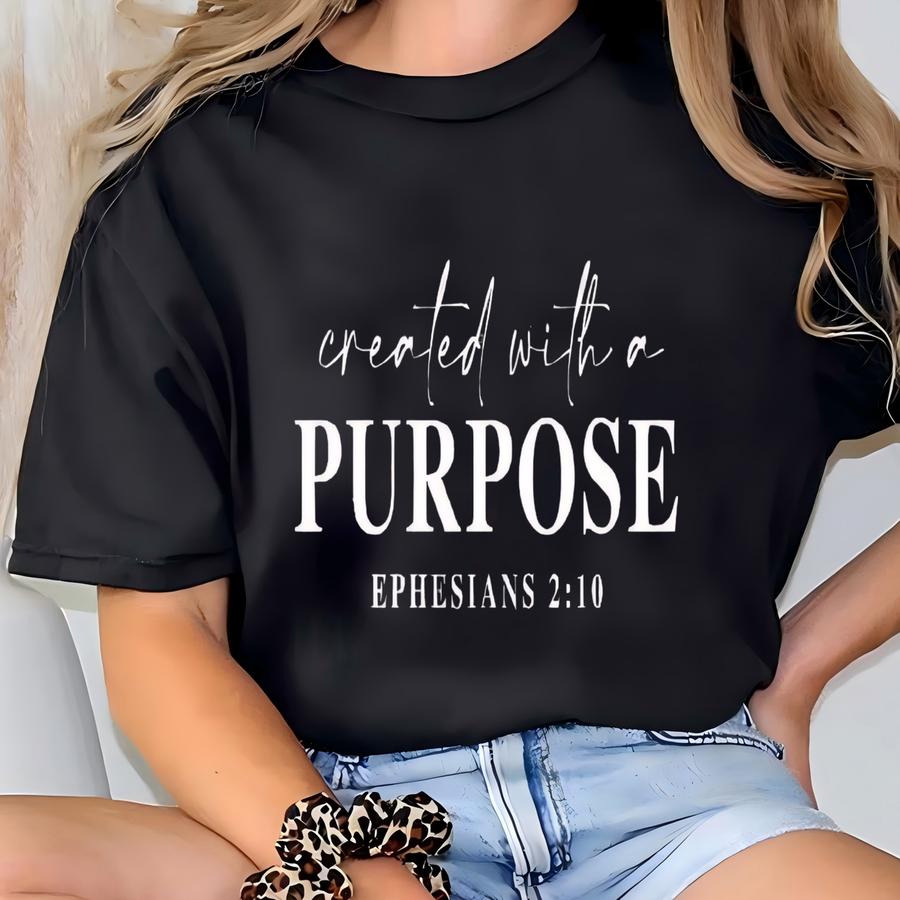 Christian Purpose Sweatshirt, Ephesians 2:10 Verse Crewneck, Inspirational Scripture Pullover, Faith Gift For Women Men, Bible Apparel T-shirt