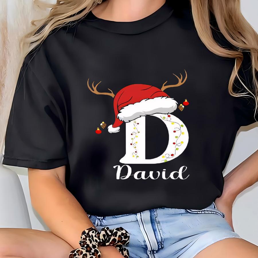 Custom Family Christmas Shirts, Matching Holiday Tees For Mom Dad Baby, Reindeer Santa Xmas Shirts, Personalized Family Gift, Holiday Outfit T-shirt