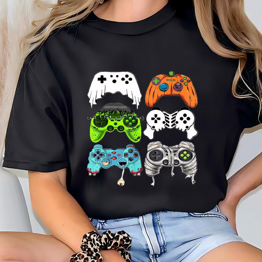 Personalized Spooky Gaming Halloween Trick Or Treat Tee | Custom Boo T-shirt