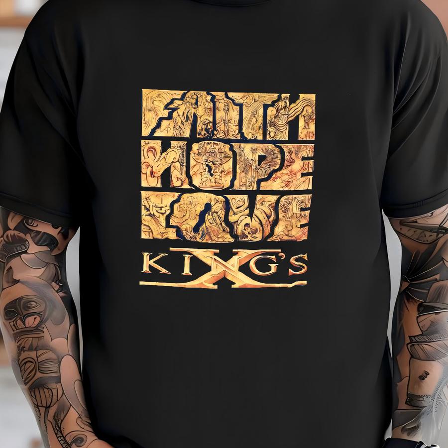 Vintage 1990s Kings X Faith Hope Love Hoodie Size Large Distressed Christian Metal Punk Metal Concert Tour Band T-shirt