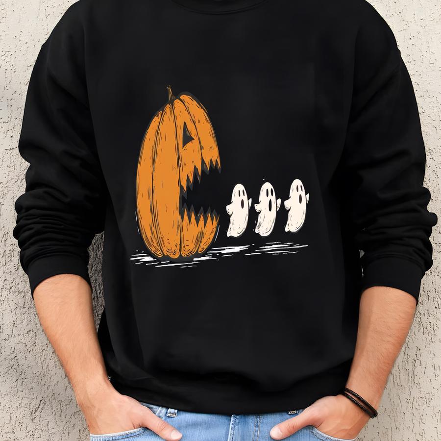 Halloween Pumpkin Eat Ghost Shirt, Funny Halloween Party Tee, Pumpkin Pac Man Shirt, Spooky Ghost T-shirt Sweatshirt Halloween Pumpkin Eat Ghost Shirt, Funny Halloween Party Tee, Pumpkin Pac Man Shirt, Spooky Ghost T-shirt Sweatshirt