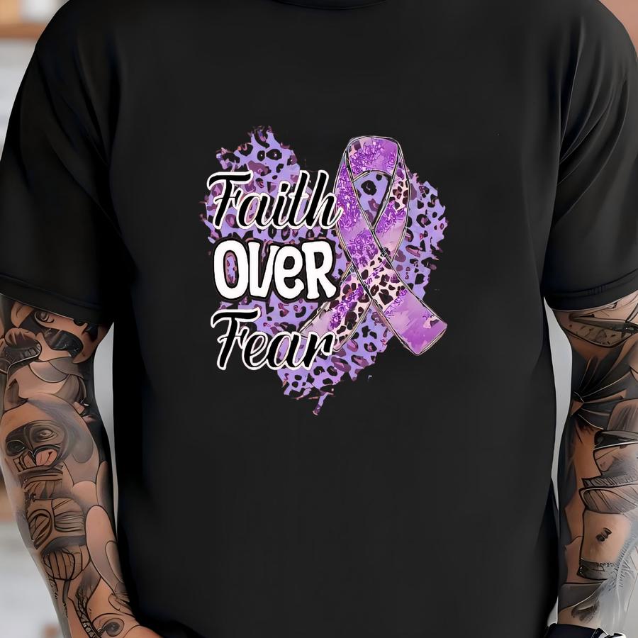 Faith Over Fear Hoodie, Alzheimer Awareness Shirt, Purple Ribbon Crewneck, Alzheimer Fighter Tee, Alzheimer Ribbon Tee, Awareness Gift T-shirt