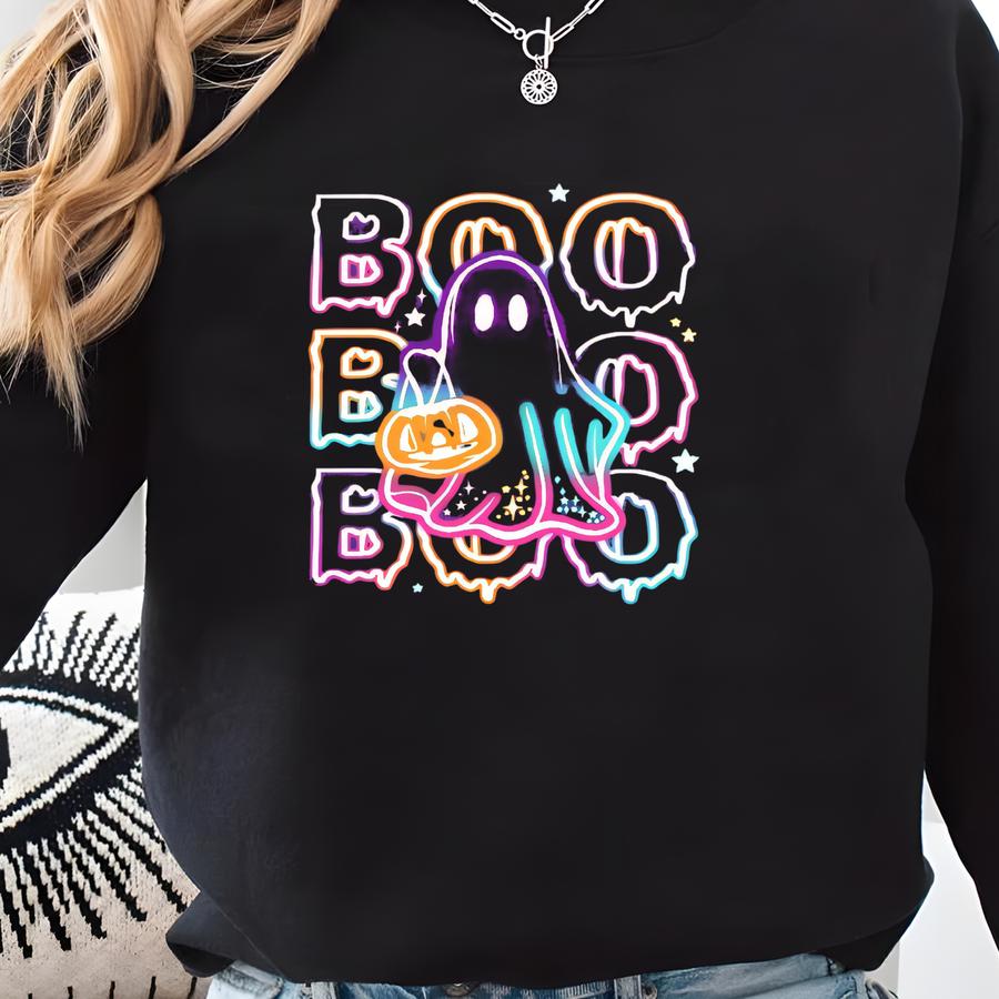 Halloween Boo Neon Shirt, Ghost Boo Girls Tee, Neon Halloween Ghost Shirt, Halloween Ghost Neon Shirt, Halloween Party Shirt, Boo T-shirt Sweatshirt