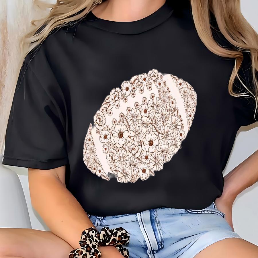 Floral Football Tee: Retro Game Day Shirt T-shirt