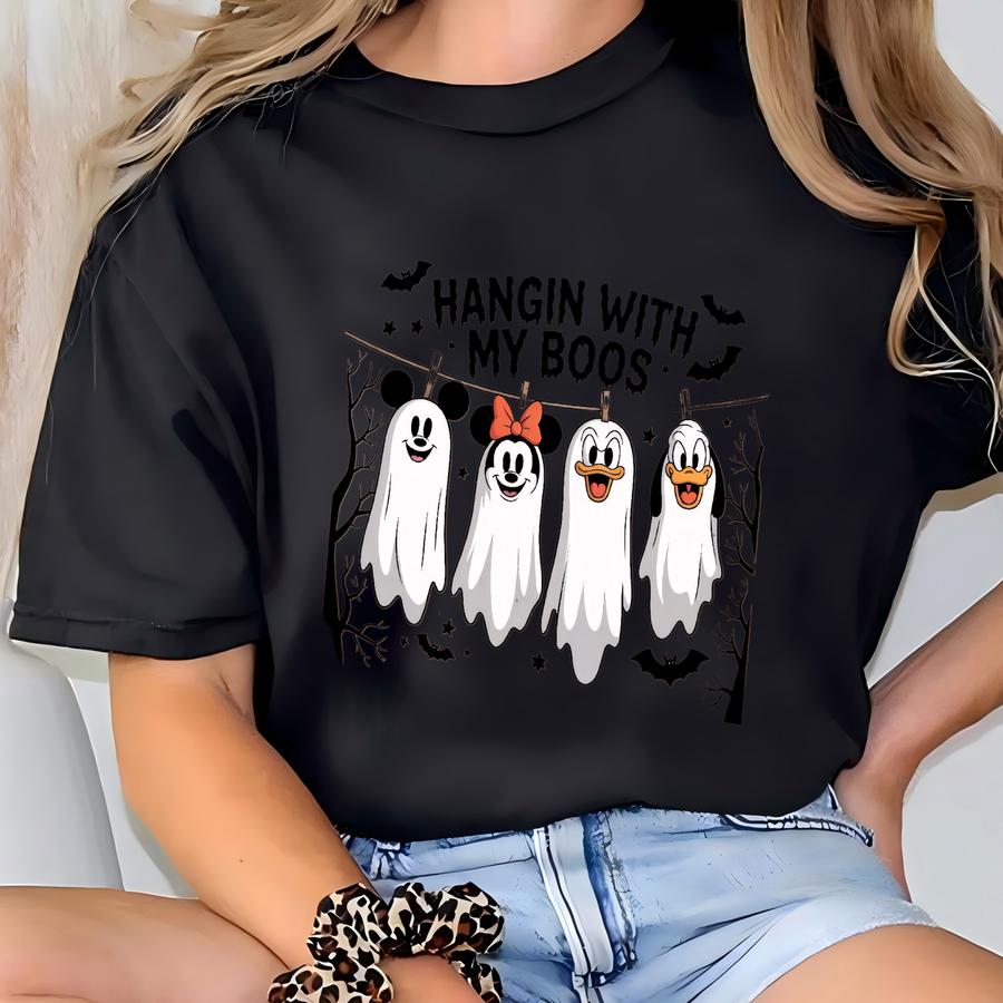 ® Hanging With My Boos Shirt, Ghost Halloween Hoodie, Girly Retro Fall Tee, Spooky Season Top,friends Halloween Outfit T-shirt