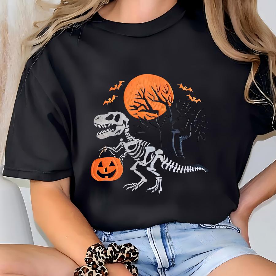 Dinosaur Halloween Youth Sweatshirt, Spooky Trex Shirt, Dinosaur Skeleton Shirt, Spooky Halloween Shirt, Spooky Dinosaur Shirt T-shirt