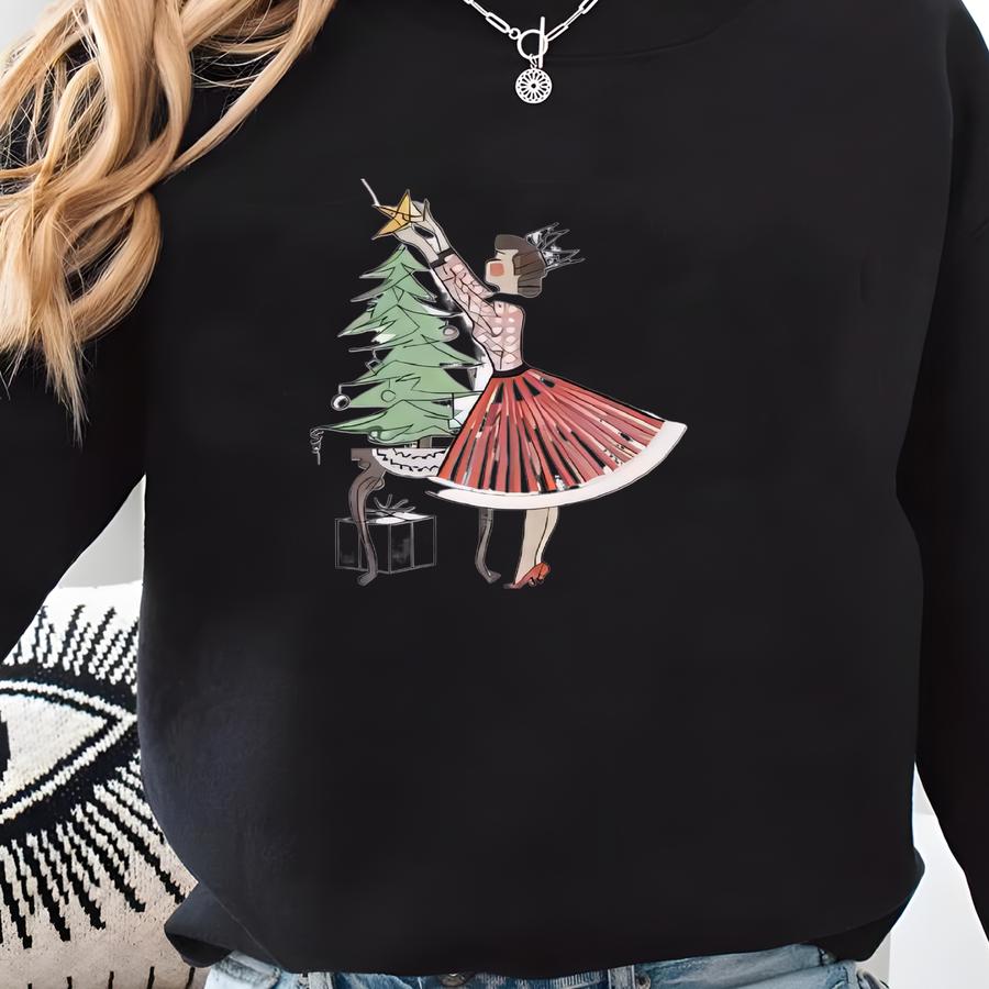 Christmas Lady Shirt, Lady Christmas Sweatshirt, Christmas Vintage Shirt, Christmas Gift Sweatshirt, Merry Christmas Sweatshirt