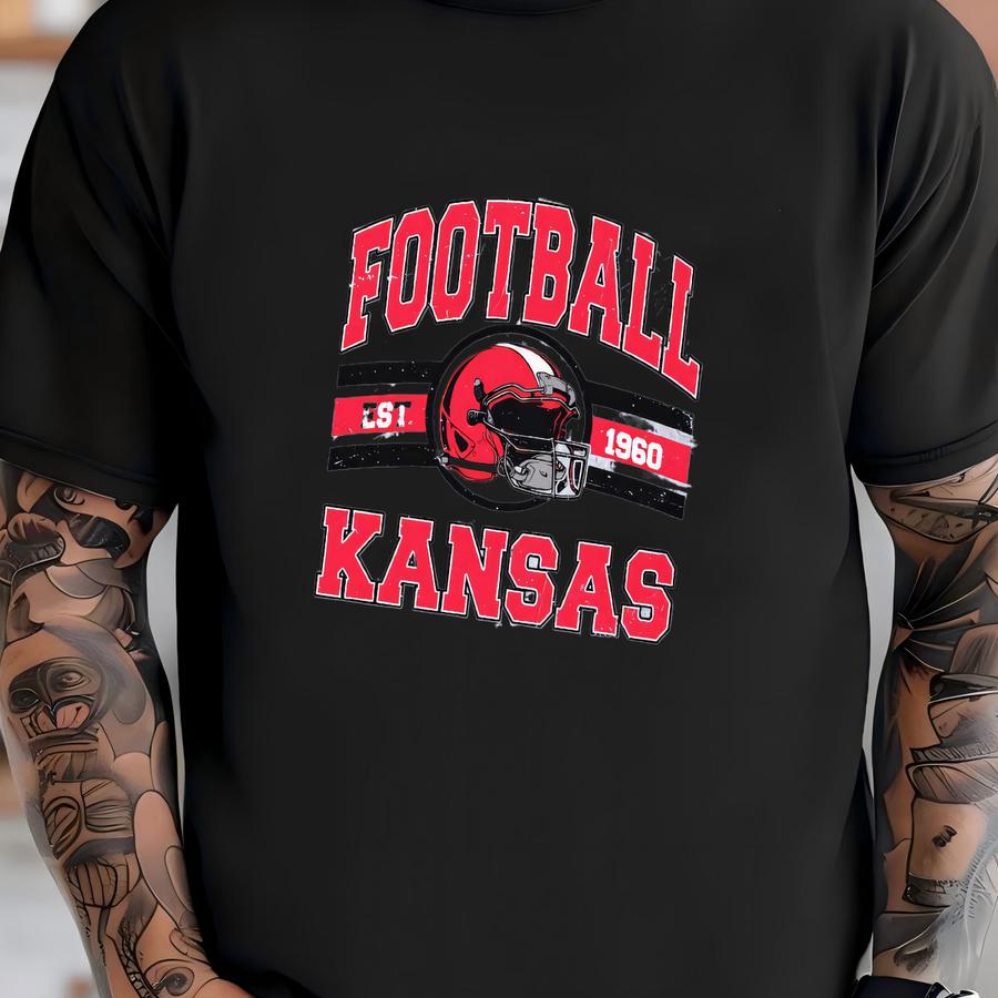 Kansas Football 1960 Vintage Sweatshirt, Retro Sports Helmet Crewneck, Classic State Pride Fan Sweater, Game Day Gift Shirt T-shirt