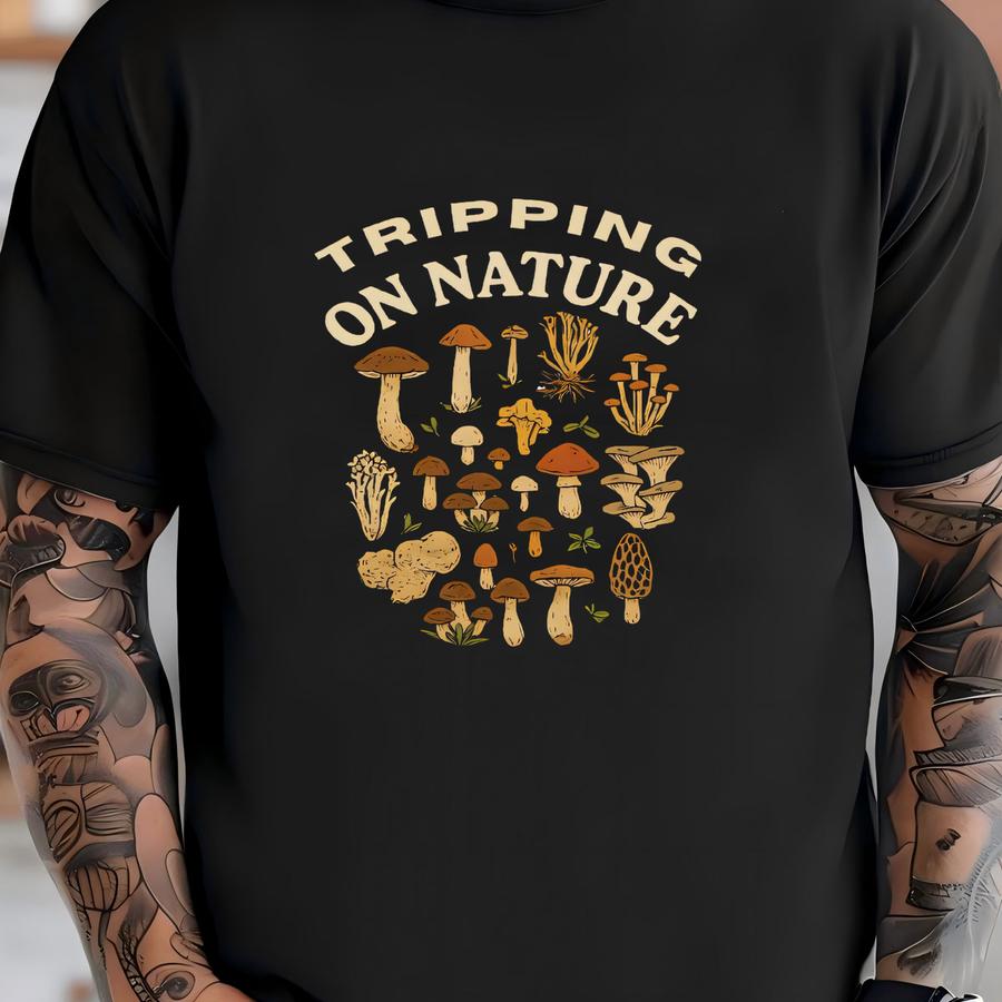 Tripping On Nature Hoodie | Psychedelic Mushroom Graphic Unisex Tee T-shirt