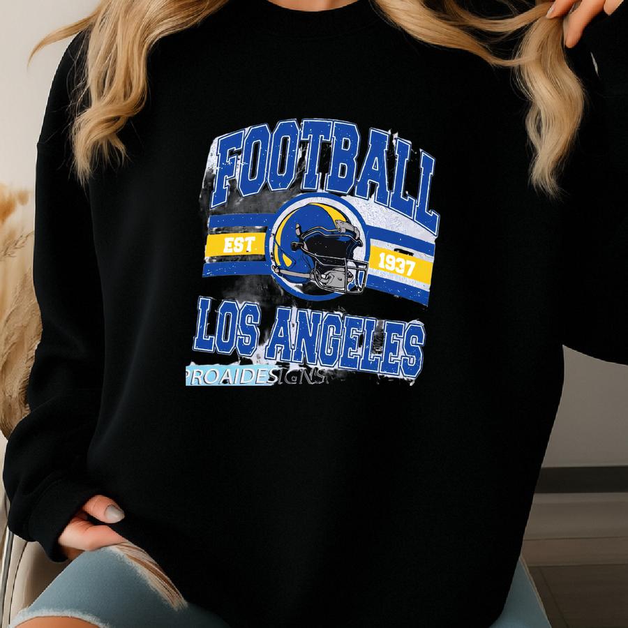 Los Angeles Football 1937 Vintage Sweatshirt, Retro Blue Gold Helmet Crewneck, Classic California Fan Sweater, Old School Game Day Shirt Sweatshirt