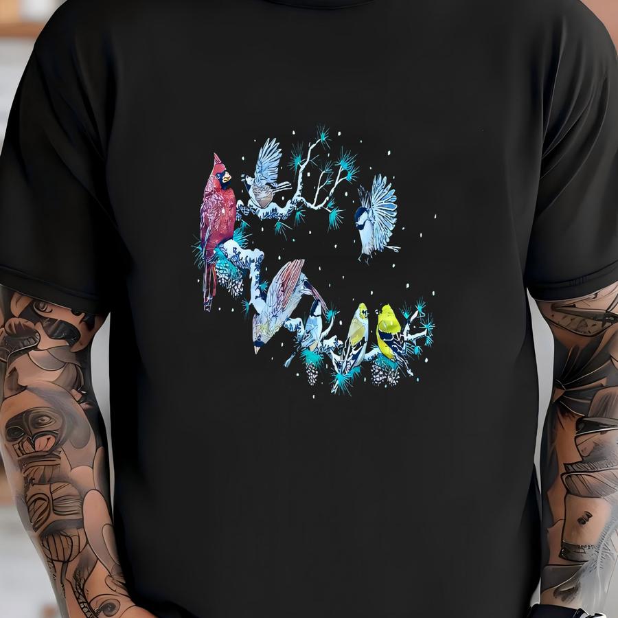 Vintage Y2k Birds On Tree Double Neck Sweatshirt Size M T-shirt