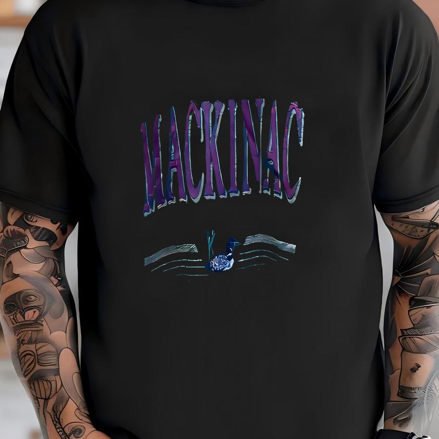 Vintage Mackinac Island Y Malard Duck Double Neck Sweatshirt Size Fits M T-shirt