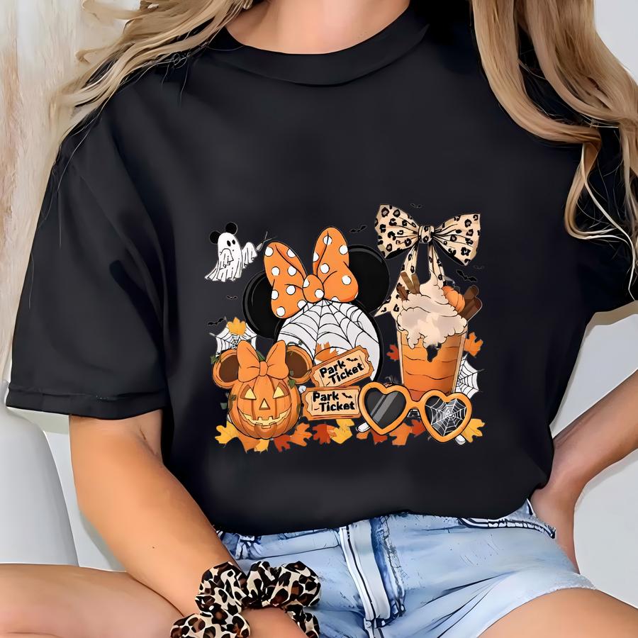 Land Halloween Tee: Mouse Pumpkin, Fall Coffee Shirt T-shirt