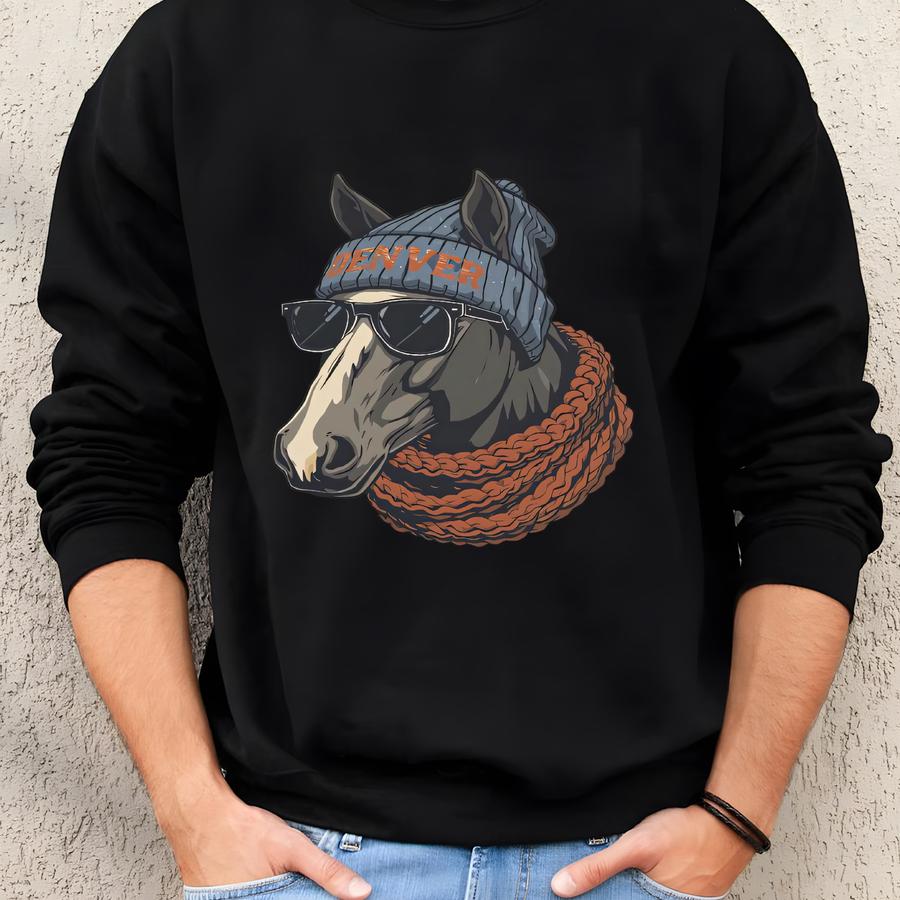 Denver Football Retro Mascot Sweatshirt, Vintage Denver Football Crewneck Shirt, Broncos Football Fans Gift, Sunday Football, Denver Shirt Sweatshirt