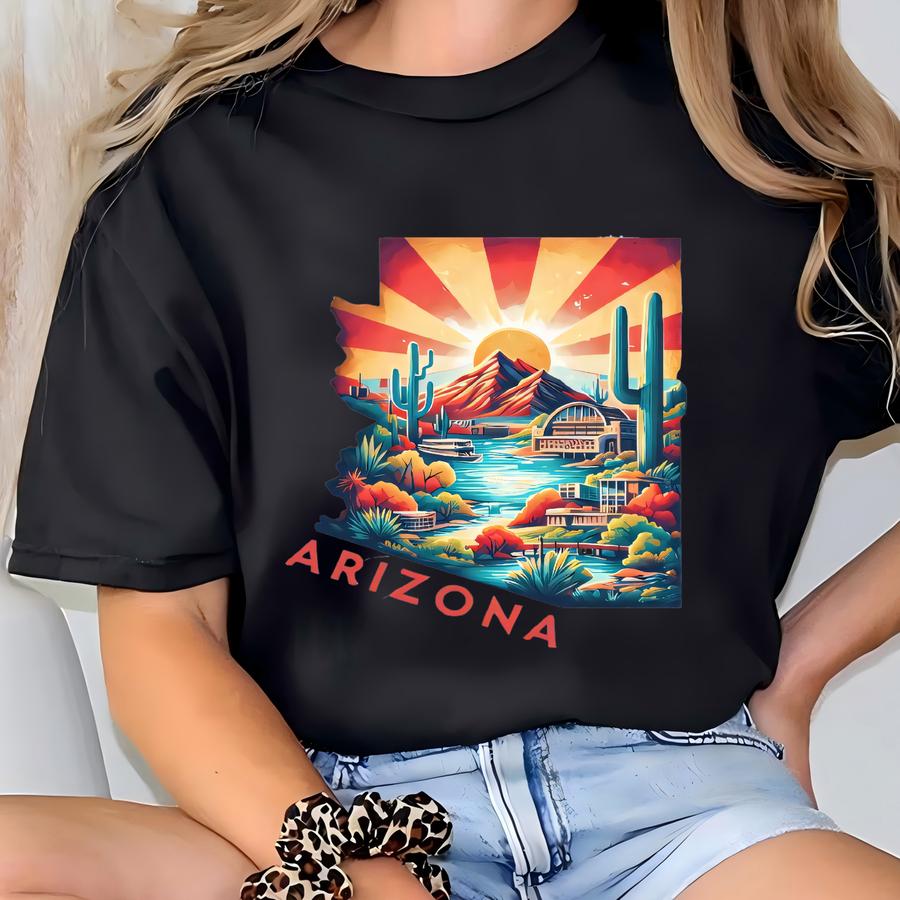Arizona State Shirt, Arizona Hoodie, Arizona State Map Crewneck, State Tee, Arizona Trip Gift, Arizona View Shirt, Retro Arizona State Tee T-shirt