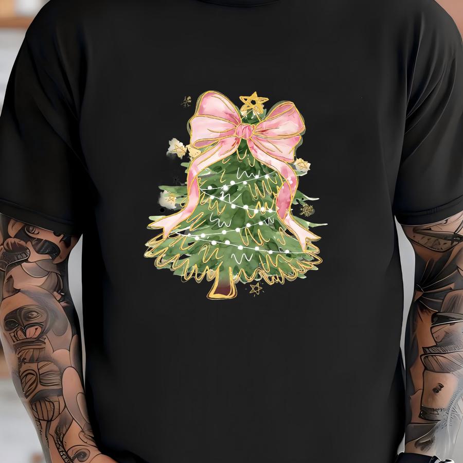 Coquette Christmas Tree Sweatshirt, Pink Christmas Bow Shirts, Pink Christmas Tree Hoodie,pink Christmas Bow Shirts,merry Christmas Hoodie T-shirt