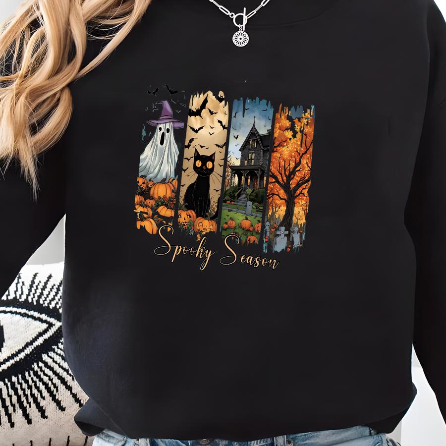 Haunted House Halloween Shirt: Retro Spooky Vibes Cotton Tee Sweatshirt
