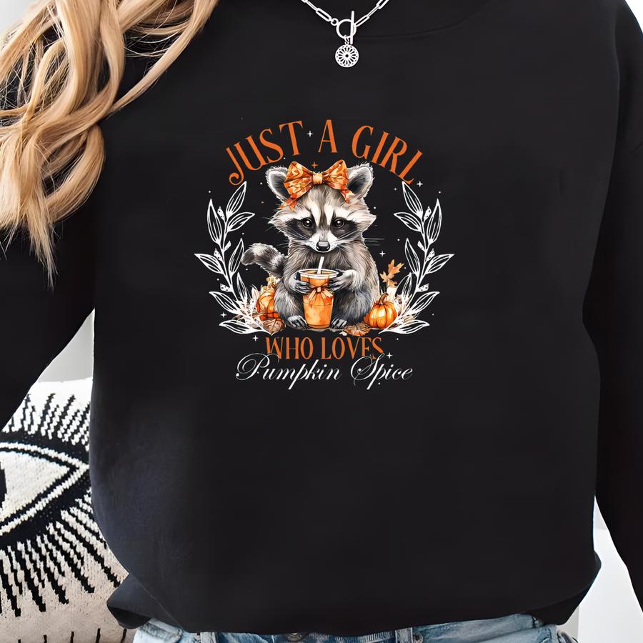 Just A Girl Who Loves Pumpkin Spice Sweatshirt, Halloween Gift Sweatshirt, Fall Girl Sweatshirt, Autumn Sweatshirt, Coffee Lover Sweatshirt Sweatshirt