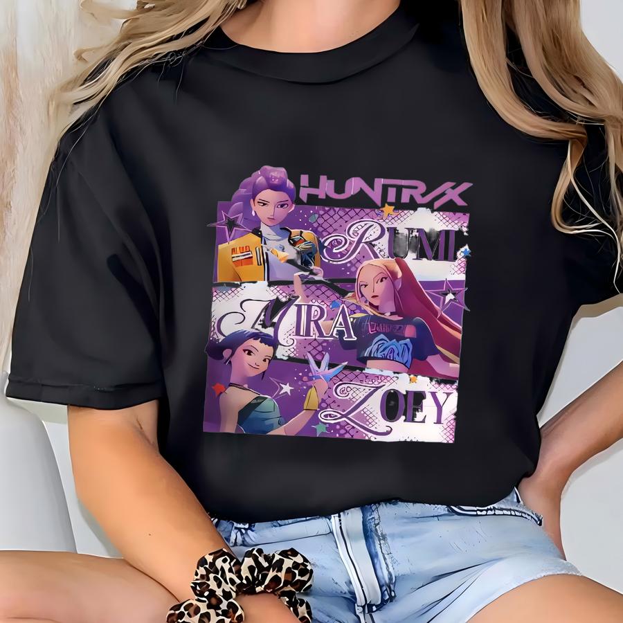 Huntrix Hoodie, Demon Hunters Graphic Tee, Kpop Fan Gift Shirt, Huntrix Girls Merch T-shirt