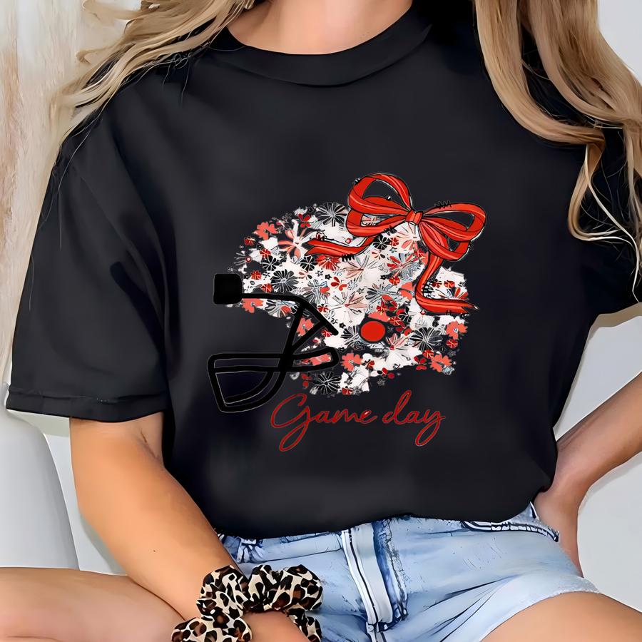 Red And Black Football Shirt | Cute Game Day Tee For Women, Men Kids | Atlanta Fan Outfit T-shirt